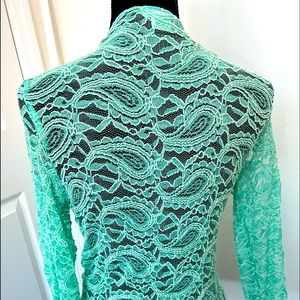 Mint green lace jacket SMALL